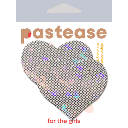 Pastease® Love: Shattered Glass Disco Ball White Heart Nipple Pasties - One Size