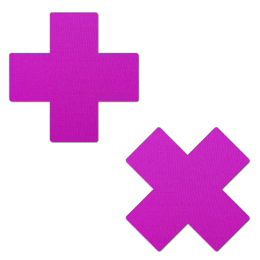 Pastease® Plus X: Neon Purple Cross Nipple Pasties - One Size