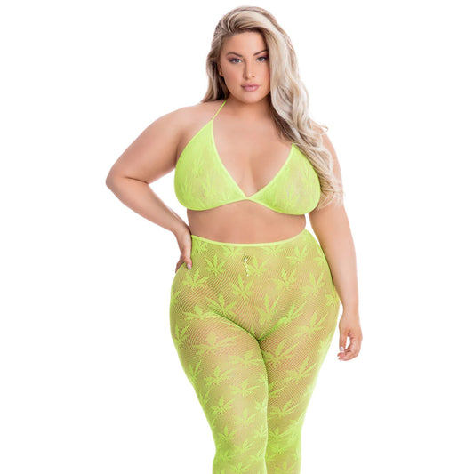 All About Leaf Bra Set - Green - Plus Size