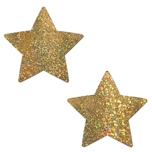 Pastease® Star: Gold Glitter Star Nipple Pasties - One Size