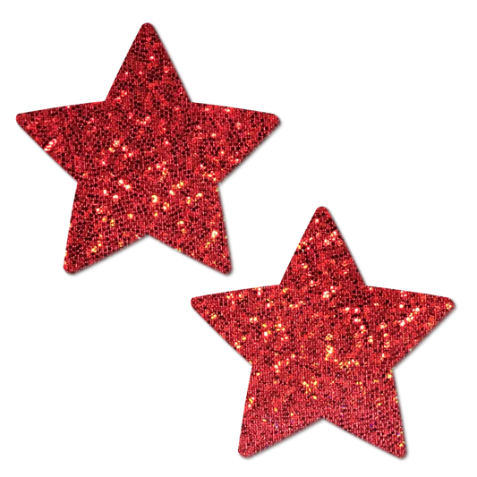 Pastease® Star: Red Glitter Star Nipple Pasties - One Size